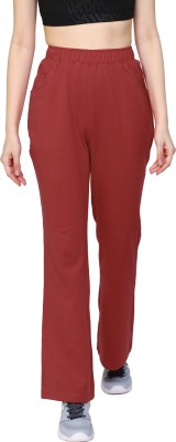 CHKOKKO Regular Fit Women Maroon Trousers