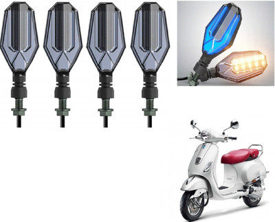AuTO ADDiCT Front, Rear LED Indicator Light for LML Vespa Elegante(Blue, Yellow)
