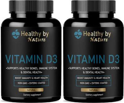 Healthy By Nature Plant Based Vitamin D3 K2 MK7 Supplement Veg(2 x 60 Capsules)