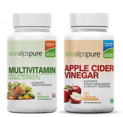ALPSPURE Nutra (Combo) Multivitamin 60 Capsules & Apple Cider Vinegar 90 Capsules(2 x 250 mg)