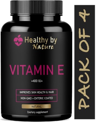 Healthy By Nature Nutrition Vitamin-E capsules for Skin, Hairs and Body care (Natural)(4 x 60 Capsules)