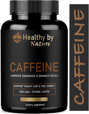 Healthy By Nature Caffeine 200mg Supports Focus, Energy, Endurance Premium (Natural)(60 Capsules)