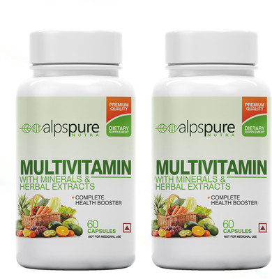 ALPSPURE Multivitamin Health Booster- With Herbal Extracts and Minerals (Pack of 2)(2 x 60 Tablets)