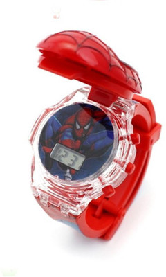 Style Freak 3D Action Figure Spider-Man Face Based Toy Design Digital Glowing Watch with Disco Music and Blinking Lights for Kids | for Boys Girls- Good Birthday Return Gift Digital Watch  - For Boys & Girls
