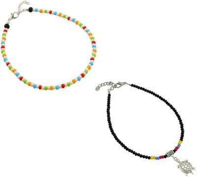 HIGH TRENDZ Combo pack of 2 Single Leg Beads Alloy Anklet(Pack of 2)