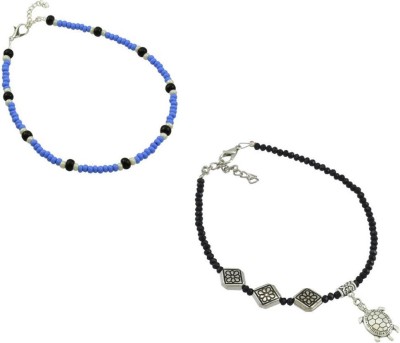 HIGH TRENDZ Combo pack of 2 Single Leg Beads Alloy Anklet(Pack of 2)