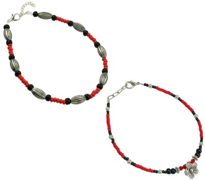 HIGH TRENDZ Combo pack of 2 Single Leg Beads Alloy Anklet(Pack of 2)