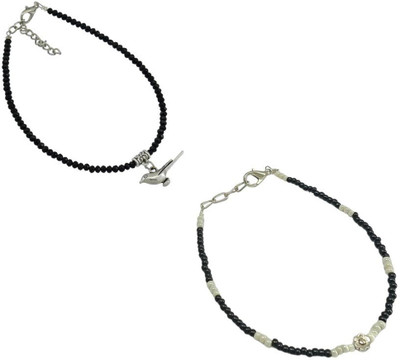 HIGH TRENDZ Combo pack of 2 Single Leg Beads Alloy Anklet(Pack of 2)