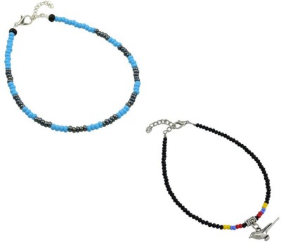 HIGH TRENDZ Combo pack of 2 Single Leg Beads Alloy Anklet(Pack of 2)