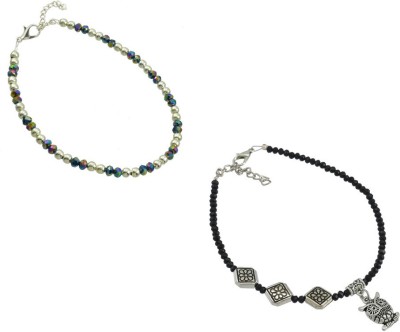 HIGH TRENDZ Combo pack of 2 Single Leg Beads Alloy Anklet(Pack of 2)