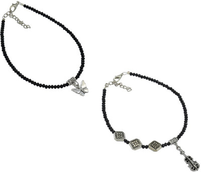 HIGH TRENDZ Combo pack of 2 Single Leg Beads Alloy Anklet(Pack of 2)