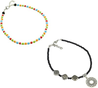 HIGH TRENDZ Combo pack of 2 Single Leg Beads Alloy Anklet(Pack of 2)