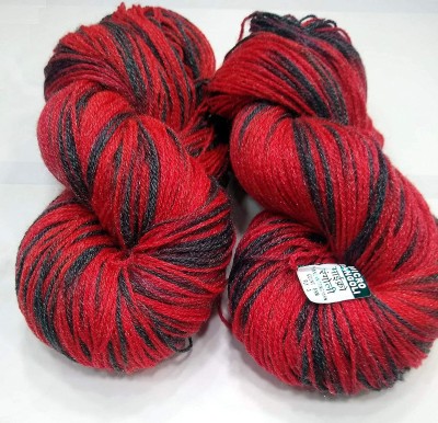 JEFFY Oswal Knitting Yarn Wool Multi Red Black Woolen Crochet Yarn Thread. Wool Yarn for Knitting. Woolen Thread. (200gm)