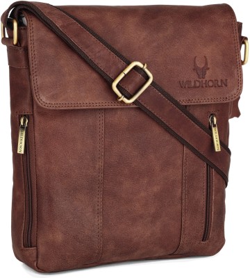 WILDHORN Brown Sling Bag Leather Sling Messenger Bag for Men