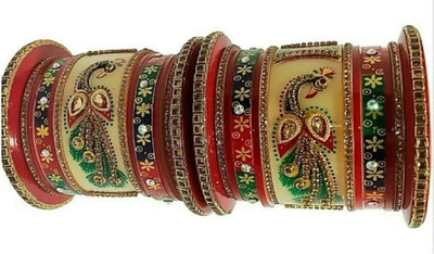 JTraditional Plastic Crystal Bangle Set(Pack of 2)