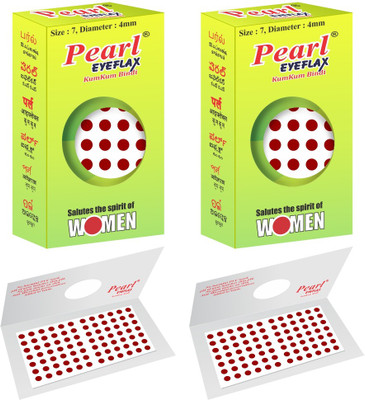 PEARL EYEFLAX Kumkum Bindi Light Maroon Round PACK OF 2 with 15 Flaps Each Box (Size 7 Diameter 4mm, Light Maroon Round) Forehead Maroon Bindis(Stick On)