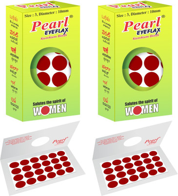 PEARL EYEFLAX Kumkum Bindi Light Maroon Round PACK OF 2 with 15 Flaps Each Box (Size 3 Diameter 10mm, Light Maroon Round) Forehead Maroon Bindis(Stick On)