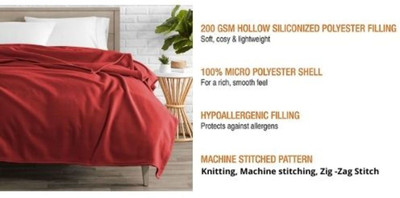 Supreme Home Collective Solid Single Fleece Blanket for  Mild Winter(Microfiber, Maroon)