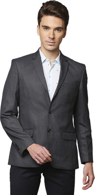 PARK AVENUE Solid Single Breasted Formal Men Blazer(Grey)