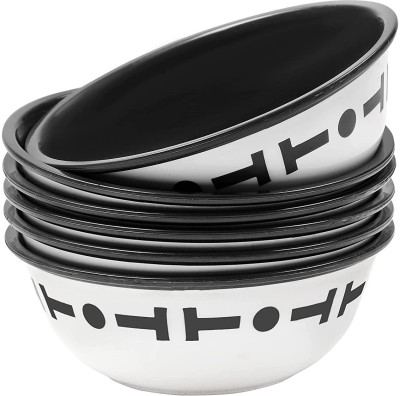 Cutting EDGE Plastic Mixing Bowl Double Color Big Bowl for Snacks | Kitchen | Serving Food | (300 ml Each)(Pack of 6, Black)