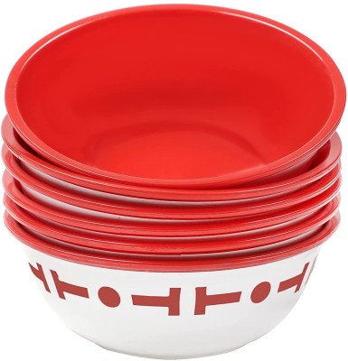 Cutting EDGE Plastic Mixing Bowl Double Color Small Bowl for Snacks | Kitchen | Serving Food | (300 ml Each)(Pack of 6, Red)