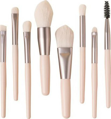 Shrijaa Beauty Makeup Brush Set with Case Professional Cosmetic Brushes for Powder Foundation, Eyeshadow, Eyeliner, Lip Pink (8 PCS BRUSH )(Pack of 8)