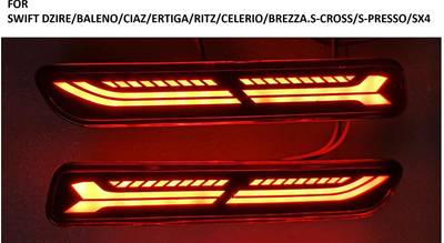 PECUNIA car rear bumper reflector/drl/DRL/day time running light/led/brake light Compatible with Baleno/Brezza/Ciaz/Ertiga/New Swift Dzire/S-cross/Ritz/SX4/S-Presso Car Fancy Lights