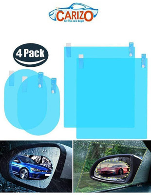 CARIZO Car Rear View Mirror and Side Window Anti Fog Rainproof Waterproof Protective Film (Set of 4) (Oval + Square) for Tata Sumo Victa Car Mirror Rain Blocker(Blue)
