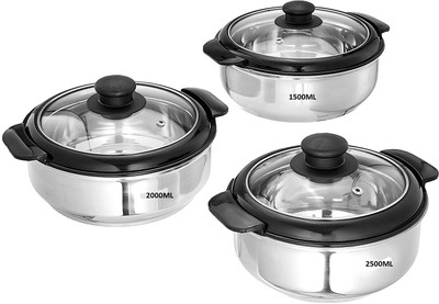 Universal Hub Pack of 3 Thermoware Casserole Set(1500 ml, 2000 ml, 2500 ml)