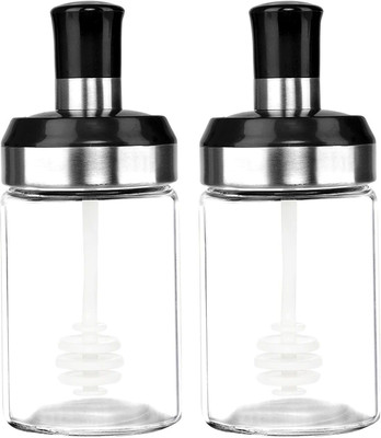 Cutting EDGE Glass Honey Jar  - 250 ml(Pack of 2, Black)