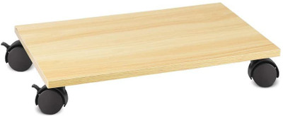 UniShop CPU Holder Stand with2 Mute Caster Wheels & 2 Locking Caster Wheels Floor Stand (Beige) CPU Holder(Wooden)
