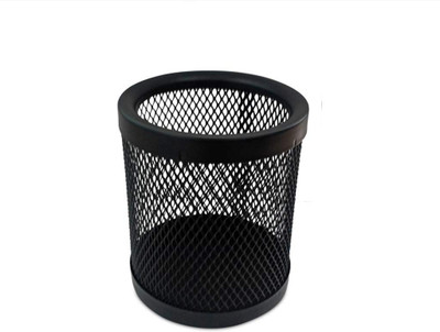 CLAPPERZZ 1 Compartments Metal Metal Mesh Pen Holder(Coal Black)