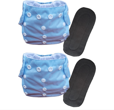 Khatola Enterprises Reusable & Washable Baby Cloth Diapers, snap buttons closer, size adjustments S,M,L for Babies and Toddlers (3 Months to 2 years), (Pack of 2 diaper with 2 Insert Pads Free)