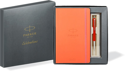 PARKER Vector Standard Ball Pen Chrome Trim With Red Diary Pen Gift Set(Ink Color - Blue)