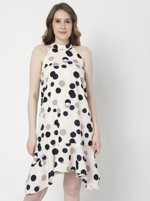 VERO MODA Women A-line Brown Above Knee/Mid Thigh Length Dress