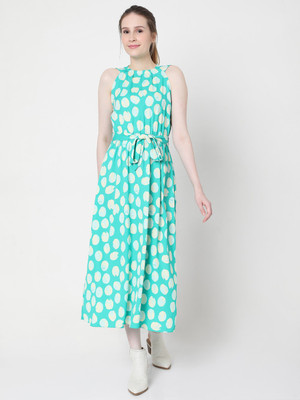 VERO MODA Women Fit and Flare Green Knee Length Dress