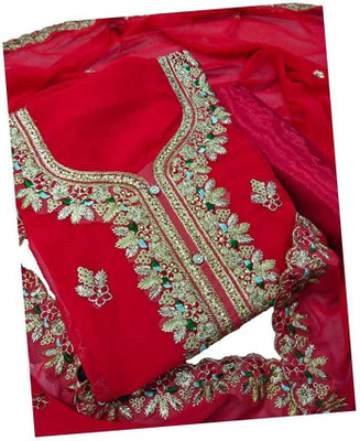 LAXIFY STORE Cotton Blend Embroidered Kurta & Churidar Material