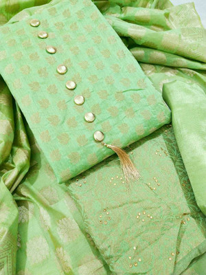 pandadi Chanderi Embellished, Printed Salwar Suit Material
