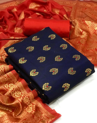 VredeVogel Cotton Silk Self Design Salwar Suit Material