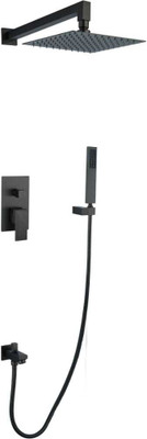 InArt Brass Concealed Body Diverter Full Set With Showers & Hand Shower and Bath Tub Spout (Black) Faucet Set