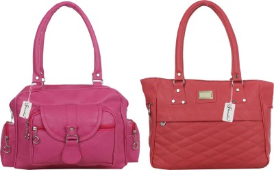 LAVITRA Women Pink, Red Hand-held Bag(Pack of: 2)