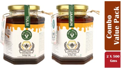 bon organo Tulsi + Jamun natural Honey Combo 500 gm each(2 x 500 ml)