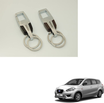 SEMAPHORE Double Ring Hook Locking Key Ring Black & Brown Key Chains Set of 2 for Datsun Go+ Key Chain