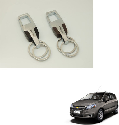 SEMAPHORE Double Ring Hook Locking Key Ring Black & Brown Key Chains Set of 2 for Chevrolet Sail Hatchback Key Chain