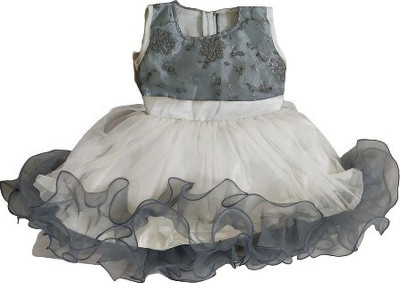 PK Collection Baby Girls Midi/Knee Length Party Dress(Grey, Sleeveless)