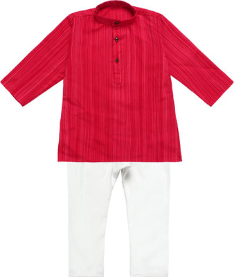 Superminis Boys Festive & Party Kurta and Pyjama Set(Red Pack of 1)