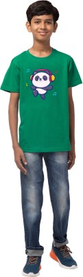 ALPHABET26 Boys Printed Cotton Blend T Shirt(Green, Pack of 1)