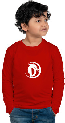 CHOMBOOKA Boys Printed Cotton Blend Regular T Shirt(Red, Pack of 1)