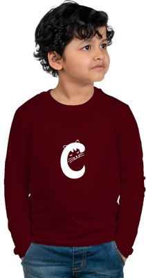 CHOMBOOKA Boys Graphic Print Cotton Blend Regular T Shirt(Maroon, Pack of 1)