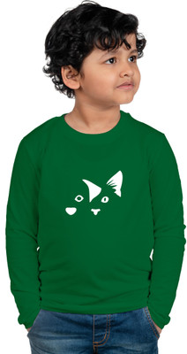 CHOMBOOKA Boys & Girls Printed Cotton Blend Regular T Shirt(Green, Pack of 1)